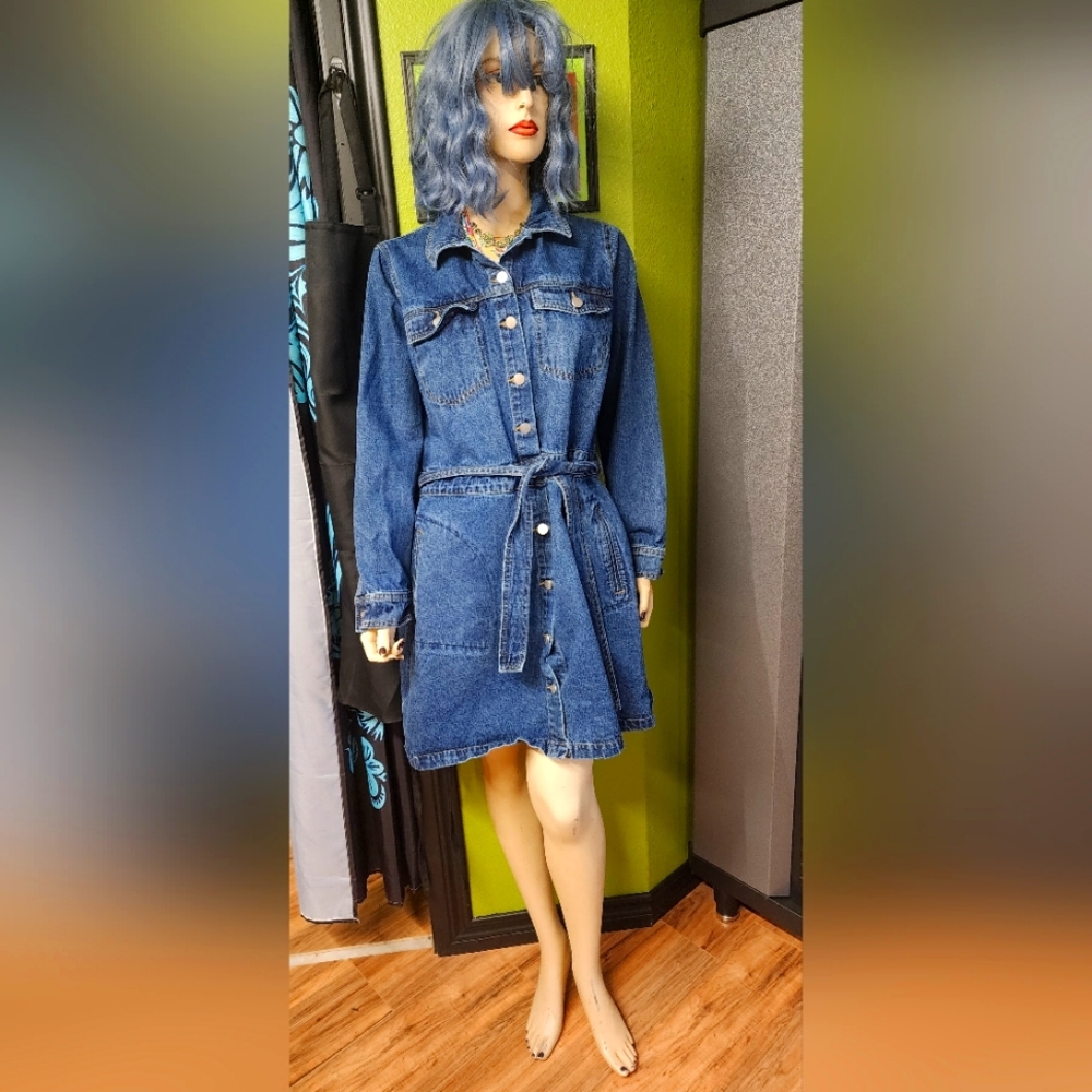 JustFab Belted Denim Dress NWOT size 2X